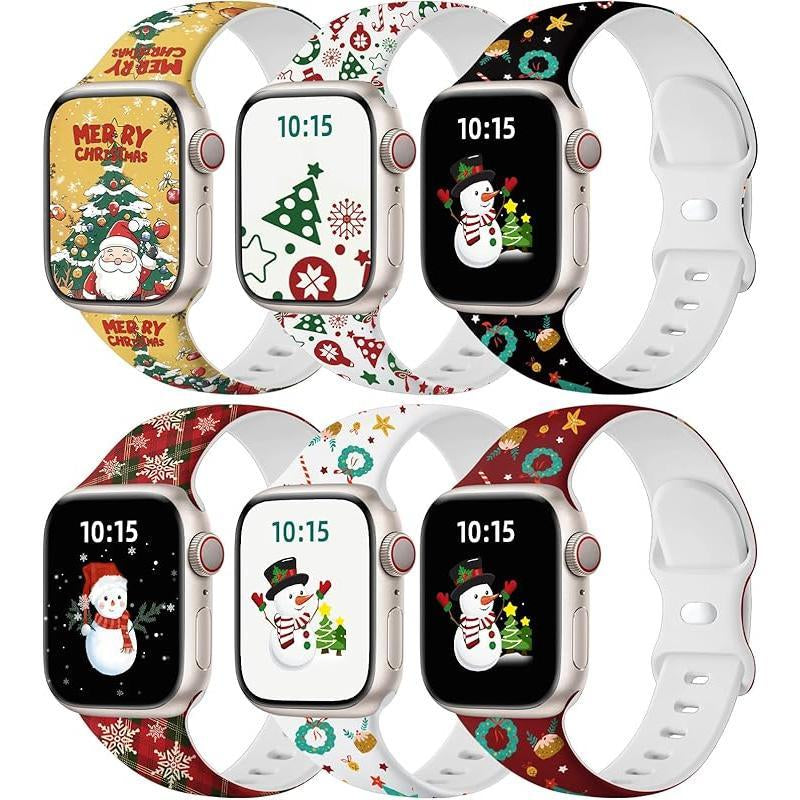 Paquete de 6 Correas Compatibles de Reemplazo para Apple Watch – 38 mm, 40 mm, 41 mm, 42 mm, 44 mm, 45 mm, 46 mm, 49 mm – Correas Deportivas de Silicona Suave para Mujeres y Hombres