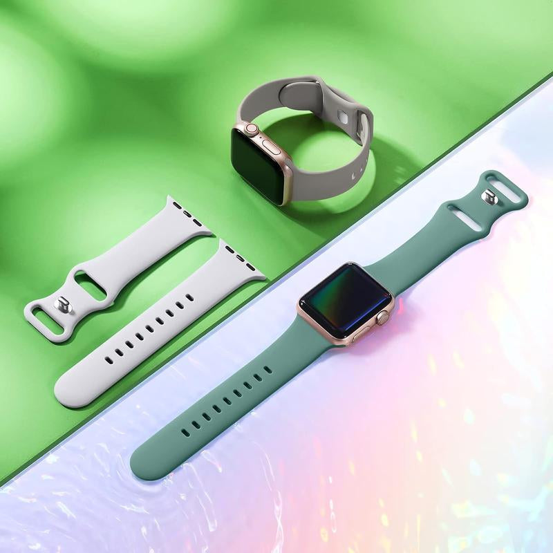 Paquete de 6 Correas Compatibles de Reemplazo para Apple Watch – 38 mm, 40 mm, 41 mm, 42 mm, 44 mm, 45 mm, 46 mm, 49 mm – Correas Deportivas de Silicona Suave para Mujeres y Hombres