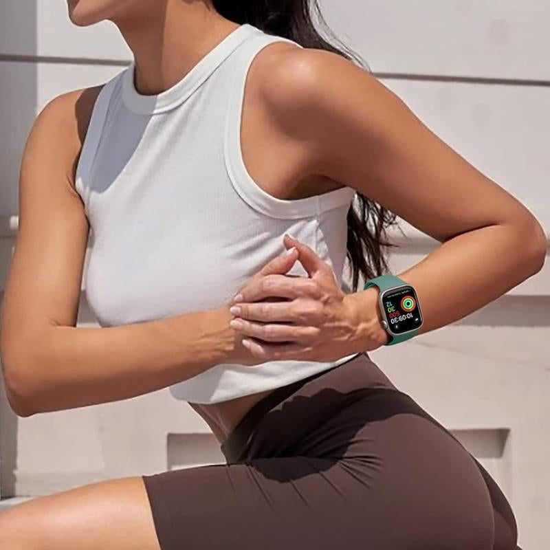 Paquete de 6 Correas Compatibles de Reemplazo para Apple Watch – 38 mm, 40 mm, 41 mm, 42 mm, 44 mm, 45 mm, 46 mm, 49 mm – Correas Deportivas de Silicona Suave para Mujeres y Hombres