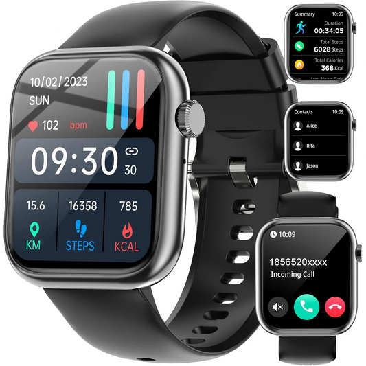 Reloj inteligente con función de contestar/realizar llamadas – Reloj inteligente Bluetooth para iOS y Android, para hombres y mujeres – Color negro.